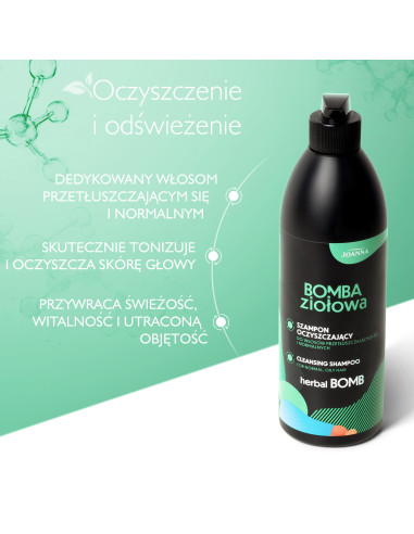 HERBAL BOMB Čisticí šampon na mastné a normální vlasy 500 ml