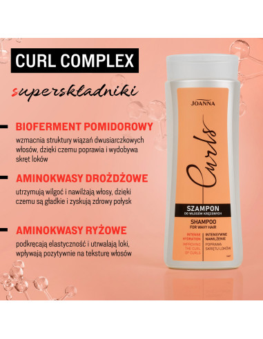 JOANNA CURLS sampon göndör hajra 300 ml - tisztító, hidratáló és göndörítő