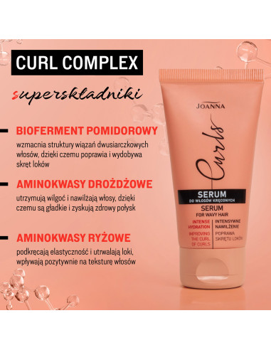 Sérum na kučeravé vlasy JOANNA CURLS 50g – hydratácia, pružnosť a krásna kučera