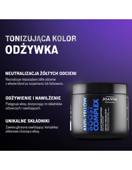 PROFESSZIONÁLIS ANTI-YELLOW BOOST KOMPLEX Tonizáló kondicionáló szürke színű 500g