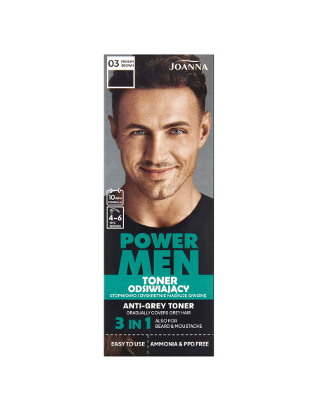 POWER MEN Greying toner 03 Stredne hnedá - prirodzený efekt bez odrastov