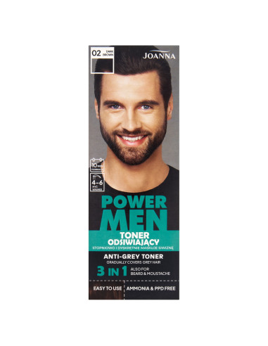 POWER MEN ősz hajszálakat elfedő hajszínező 02 Sötétbarna 80 g