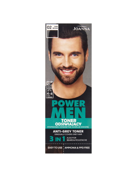 Power Men 02 Dark Brown šedivý toner – Prirodzený efekt bez odrastov