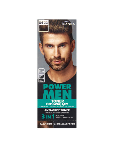 POWER MEN ősz hajszálakat elfedő hajszínező 04 Természetes barna 80 g