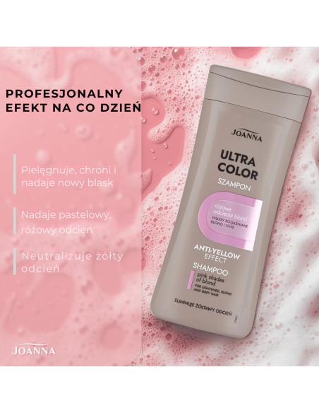 ULTRA Pink Blonde Sampon 200 ml - szőke és ősz hajra | Tonizáló, sárga csillogás ellen